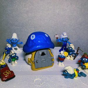 Smurfs Village Rare Vintage Blue Mushroom Smurf Cottage 40013 Peyo Schleich Toy